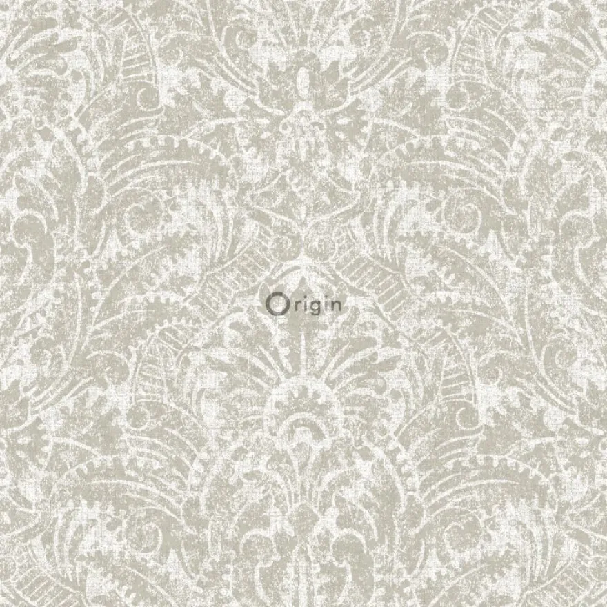 Tapetti Raw Elegance 347308, ornamentti, harmaa/beige