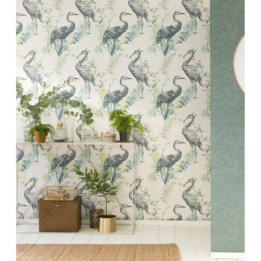 Tapetti Sandudd Four Seasons 360921, non-woven, luonto, vihreä/harmaa