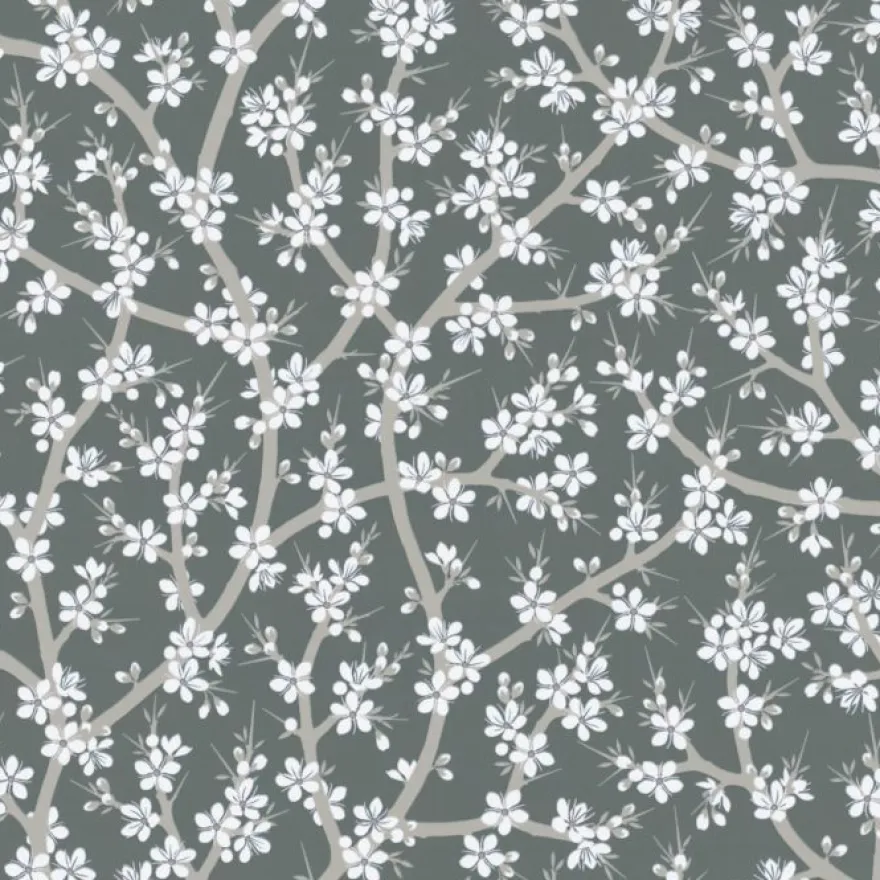 Tapetti Sandudd Rantaniitty 5309-4, 0,53x11,20 m, non-woven, romanttinen, musta/valkoinen