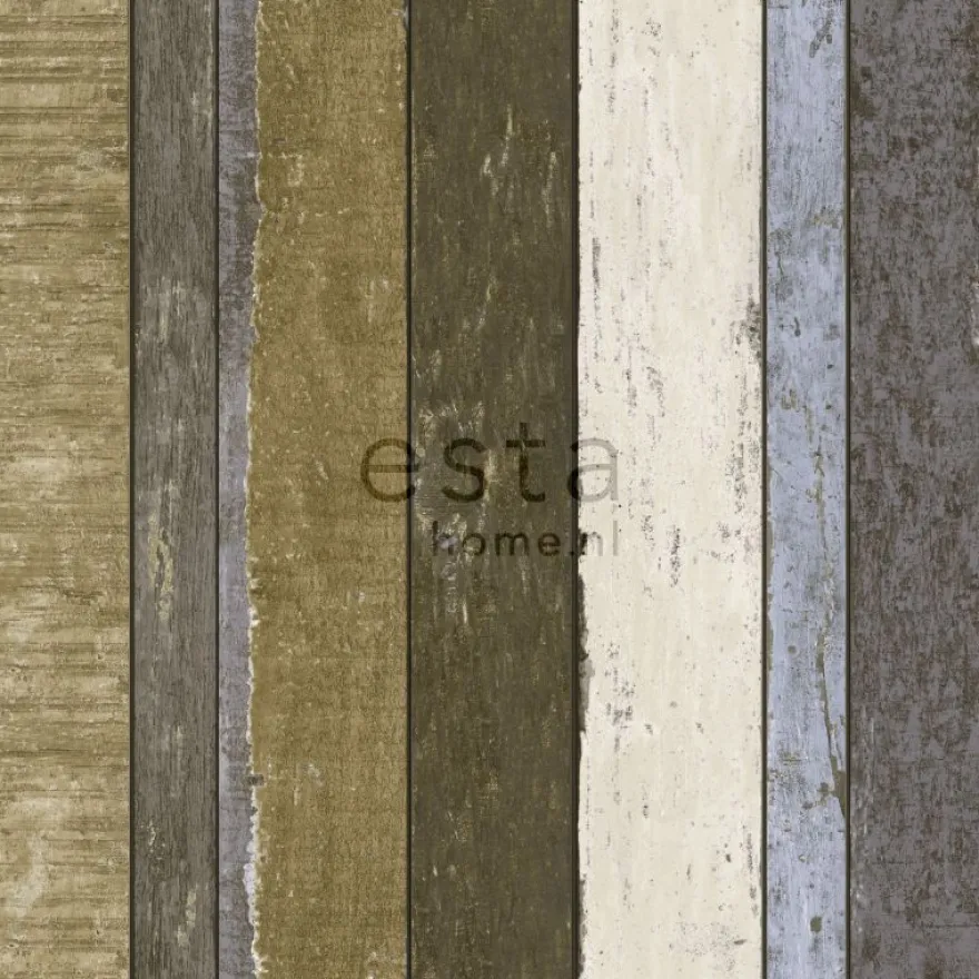 Tapetti Wooden Boards 138253, puujäljitelmä, ruskea/khaki