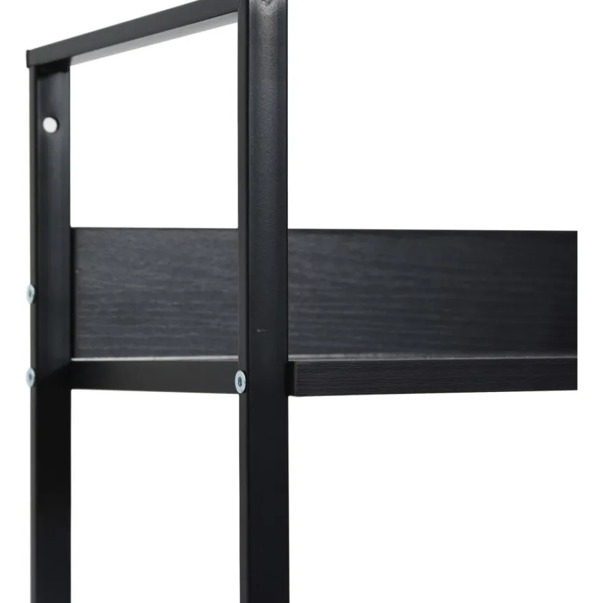 3-tasoinen kirjahylly, musta, 60x27,6x90,5 cm, lastulevy