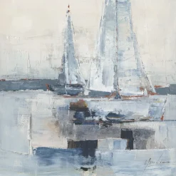 Taulu Home4You 100x100 cm, purjeveneet merellä, harmaa