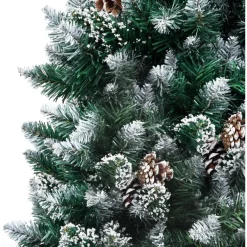 Tekojoulukuusi kävyillä ja valkoisella lumella, 180cm