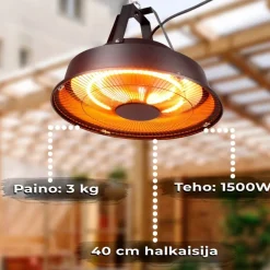 Terassilämmitin Fornorth kattoon 1500W, musta