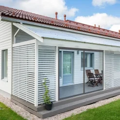 Terassin lasiliukuovi Keraplast, 2-os., harmaa, kirkas lasi, mittatilaus