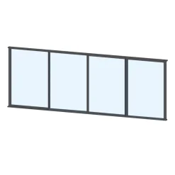 Terassin liukulasi-ikkuna Keraplast 4-os. 1100x3800mm, kirkas/harmaa