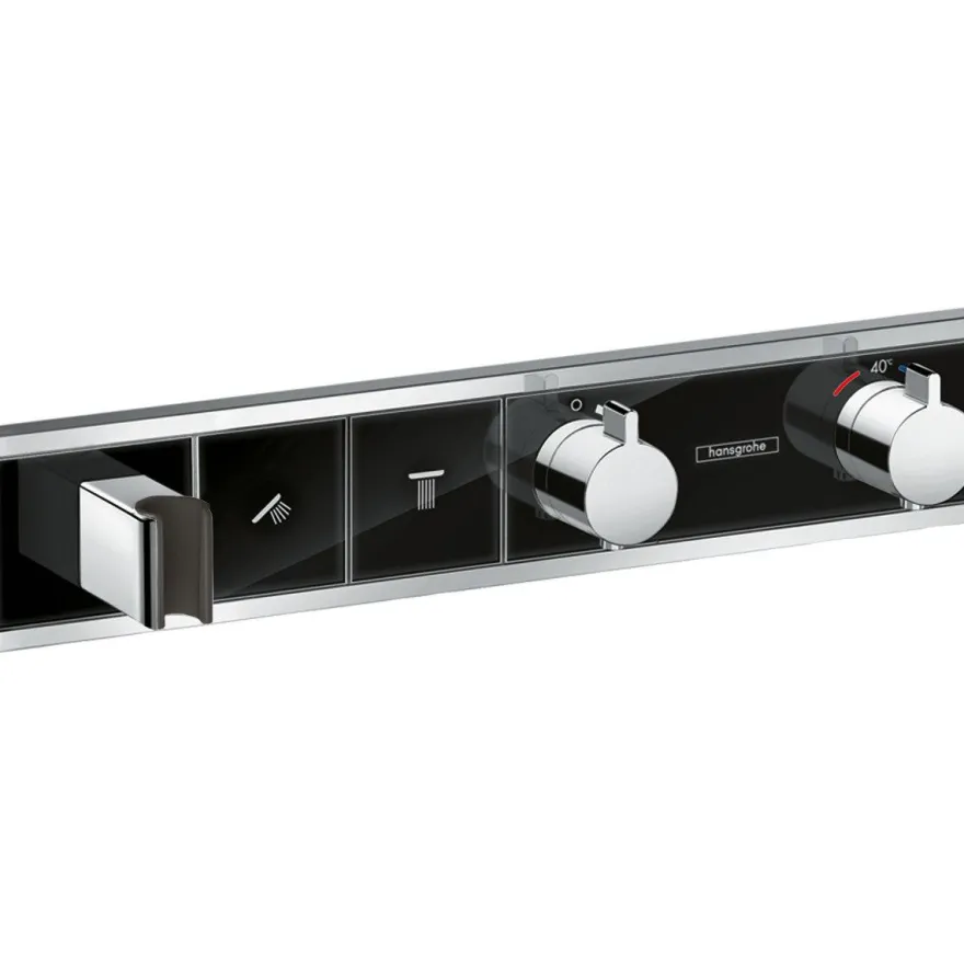 Termostaatti Hansgrohe RainSelect FixFit Porter, 2:lle toiminnolle, piiloasennus, harjattu musta kromi