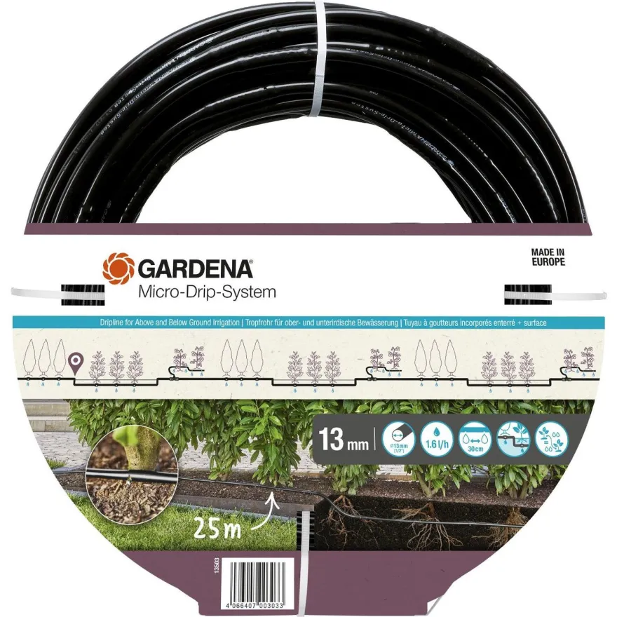 Tihkuletku Gardena Micro-Drip Dripline 25m, maan alle ja päälle
