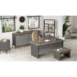 Toimistokalustesetti Linento Furniture Vs9-Cga, hopeanharmaa