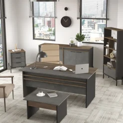 Toimistokalustesetti Linento Furniture Vs9-Cga, hopeanharmaa