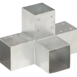Tolppaliitin, X-muoto, galvanoitu metalli, 91x91mm