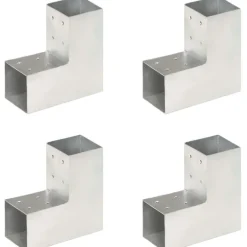 Tolppaliittimet 4kpl, L-muoto, galvanoitu metalli, 81x81mm