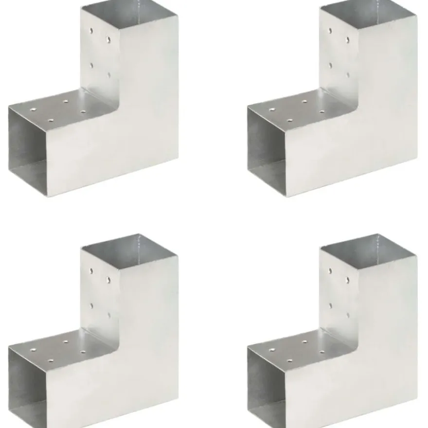 Tolppaliittimet 4kpl, L-muoto, galvanoitu metalli, 81x81mm