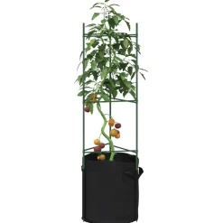Tomaattihäkki kasvipussilla 8 kpl 116 cm teräs ja PP (81492)