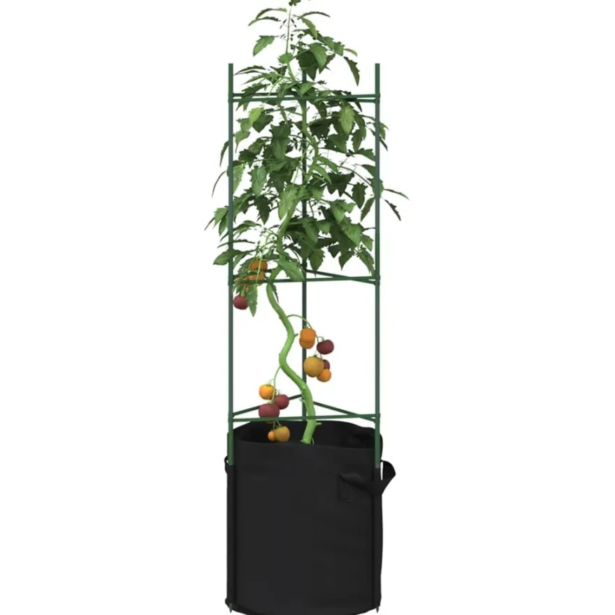 Tomaattihäkki kasvipussilla 8 kpl 116 cm teräs ja PP (81492)