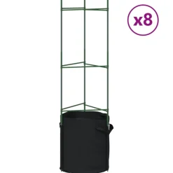 Tomaattihäkki kasvipussilla 8 kpl 116 cm teräs ja PP (81492)