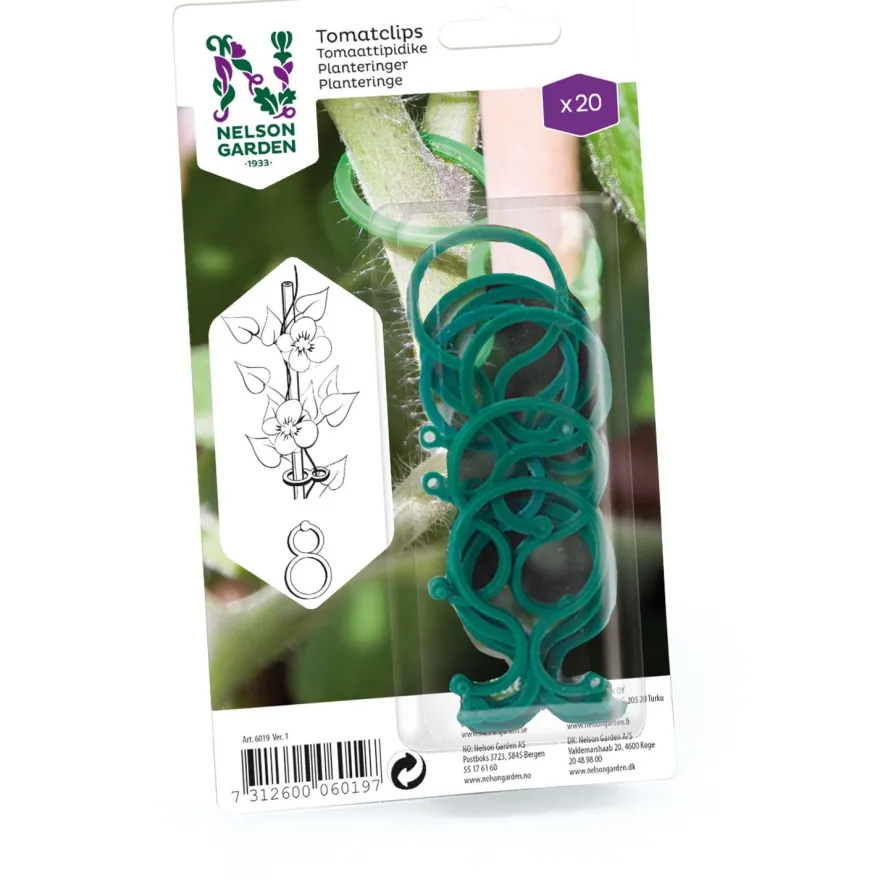 Tomaattipidike Nelson Garden, 6cm, 20kpl, muovi, vihreä