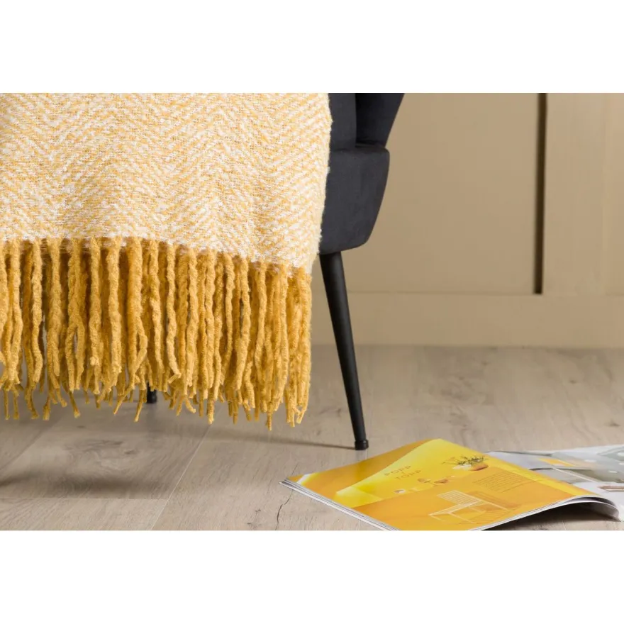 Torkkupeitto Venture Home Toby, 130x170cm, keltainen