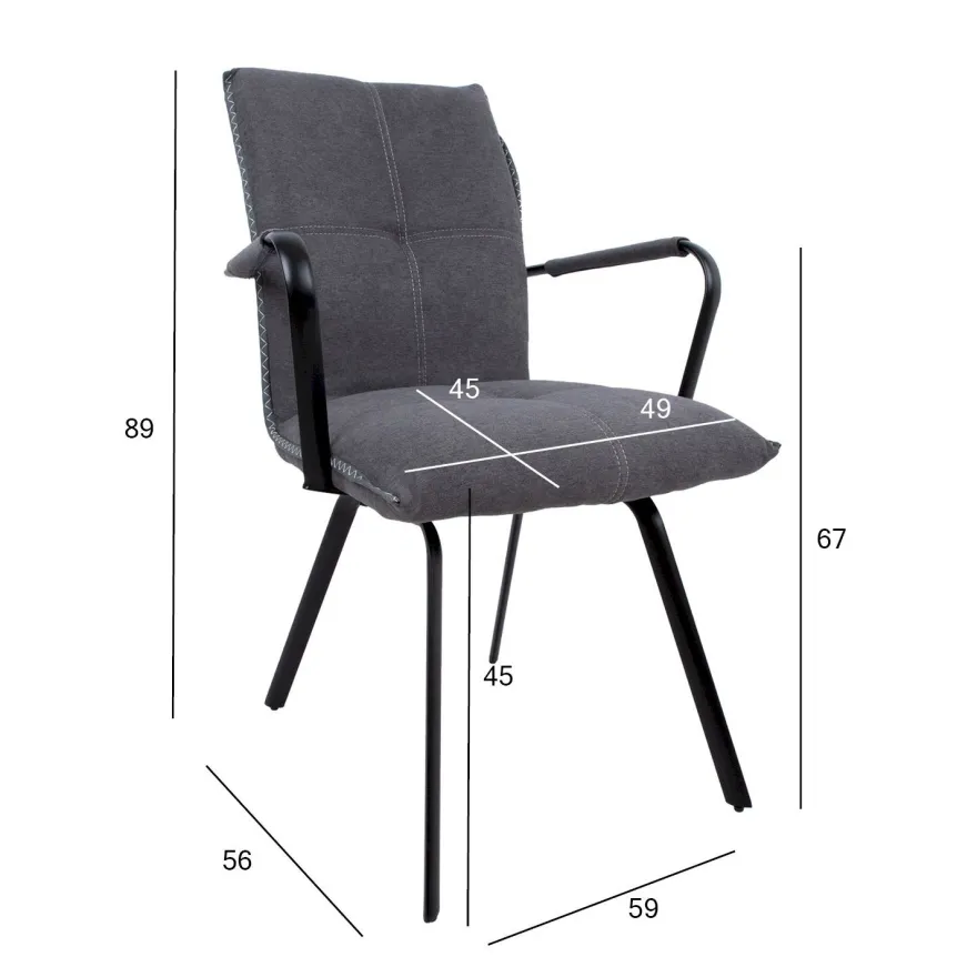 Tuoli Home4You Eddy 59x56x89cm, harmaa