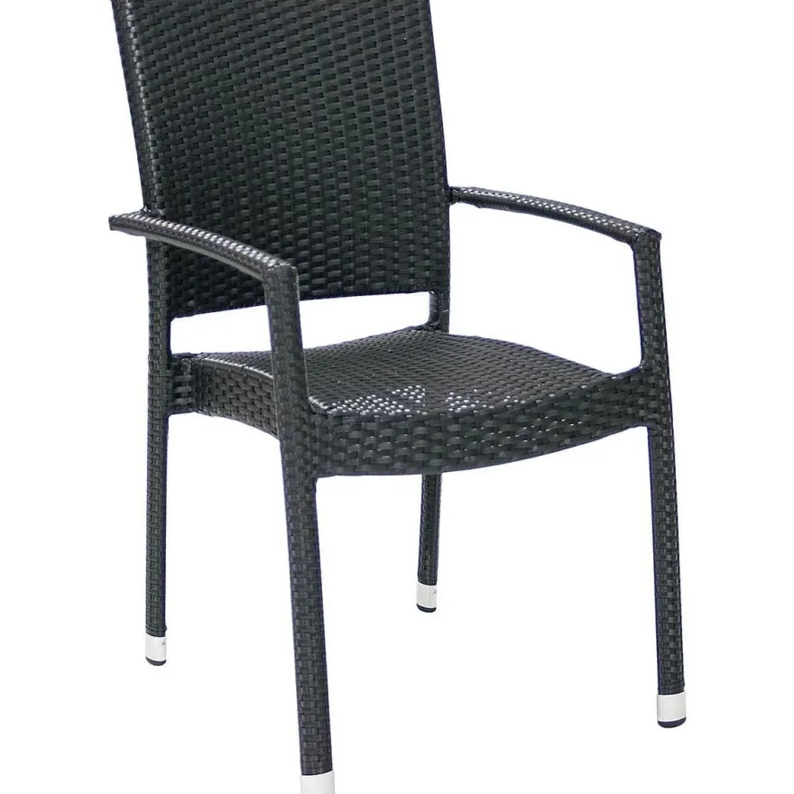 Tuoli Home4you Wicker-3, käsinojilla, musta