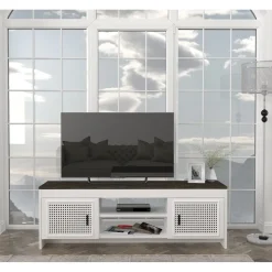 TV-taso Linento Furniture Done, valkoinen/tummanruskea