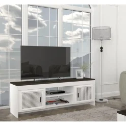 TV-taso Linento Furniture Done, valkoinen/tummanruskea