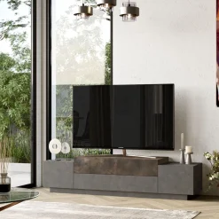 TV-taso Linento Furniture FD1, harmaa/pronssi