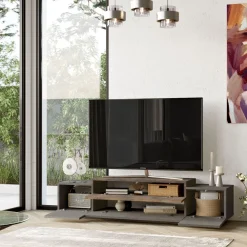 TV-taso Linento Furniture FD1, harmaa/pronssi