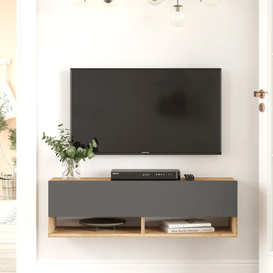 TV-taso Linento Furniture FR13, ruskea/harmaa