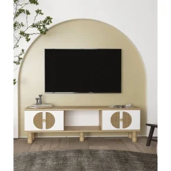 TV-taso Linento Furniture Inci Bohem, 150cm, valkoinen/ruskea