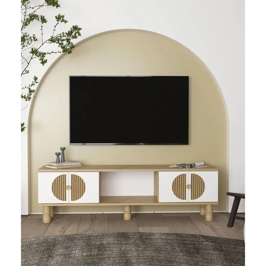 TV-taso Linento Furniture Inci Bohem, 150cm, valkoinen/ruskea
