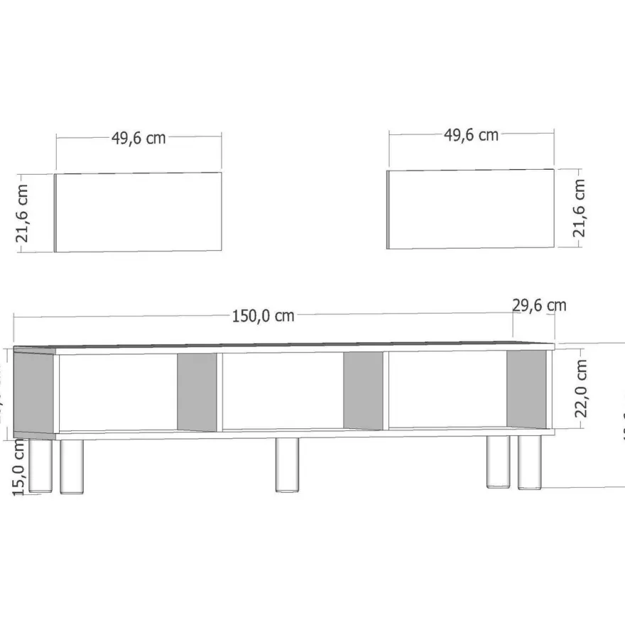 TV-taso Linento Furniture Inci Bohem, 150cm, valkoinen/ruskea