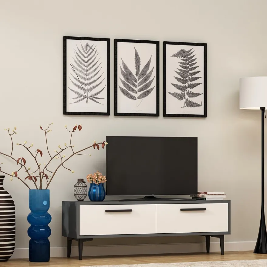 TV-taso Linento Furniture Leni, antrasiitti/valkoinen