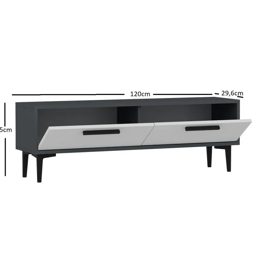 TV-taso Linento Furniture Leni, antrasiitti/valkoinen