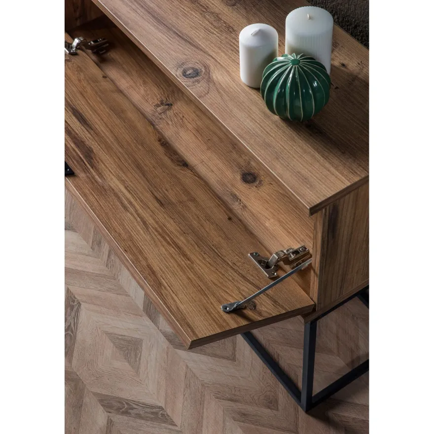 TV-taso Linento Furniture Midlake, musta/mäntypuu