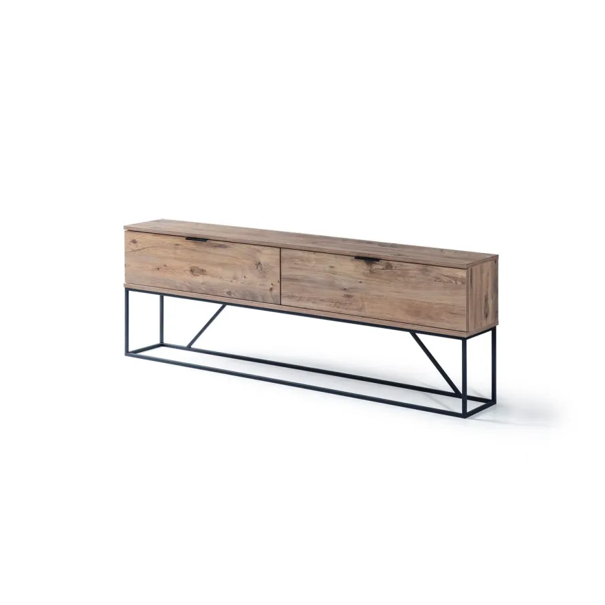 TV-taso Linento Furniture Midlake, musta/mäntypuu