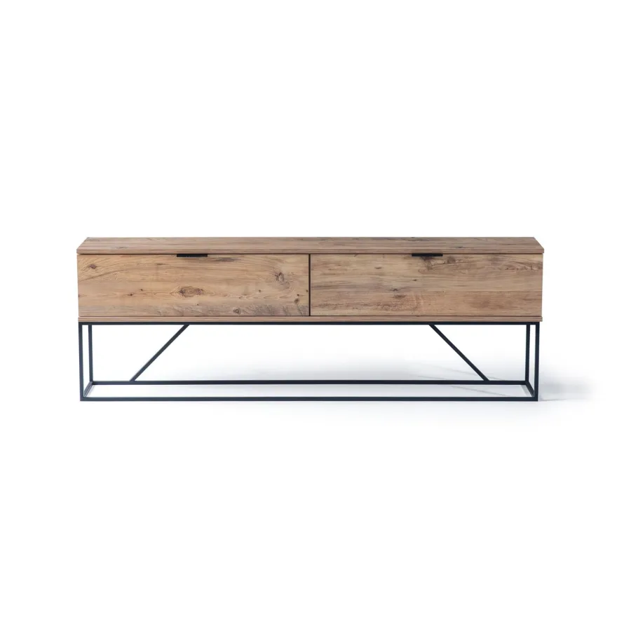 TV-taso Linento Furniture Midlake, musta/mäntypuu