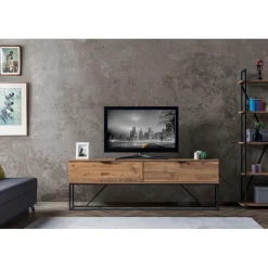 TV-taso Linento Furniture Midlake, musta/mäntypuu