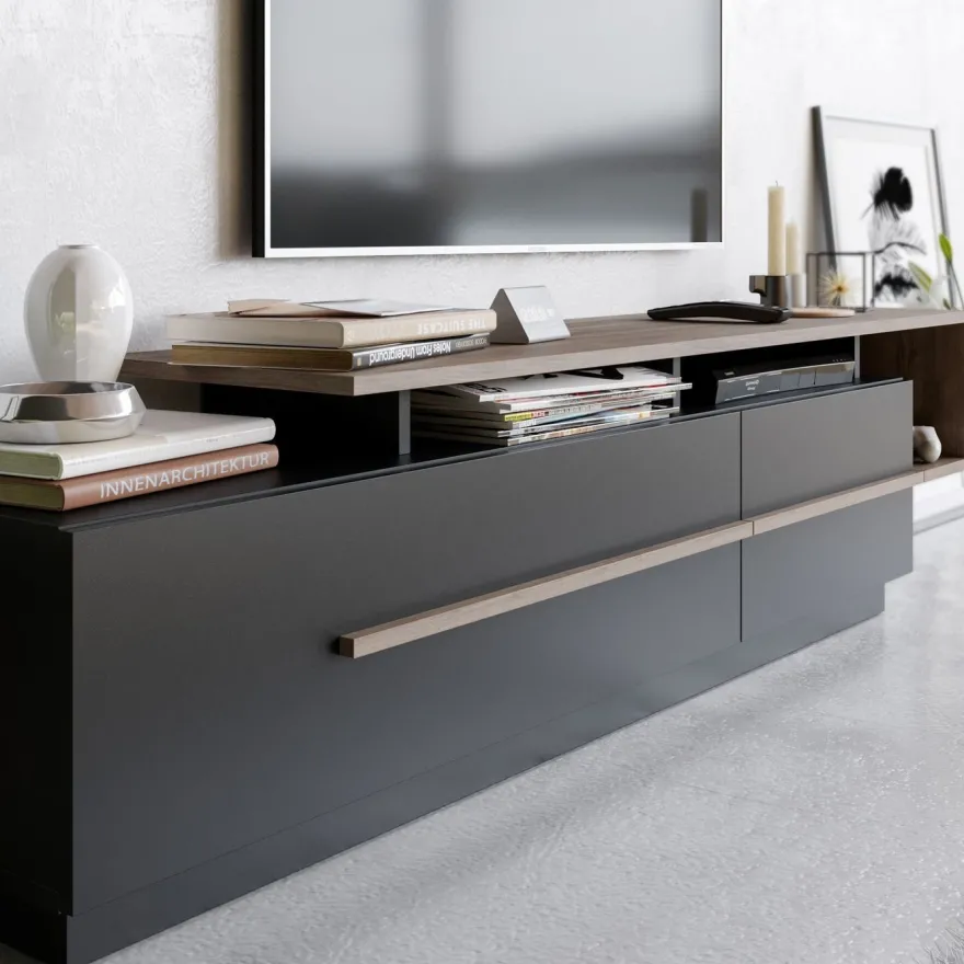 TV-taso Linento Furniture Pia, musta/ruskea