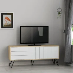 TV-taso Linento Furniture Picadilly, valkoinen/ruskea