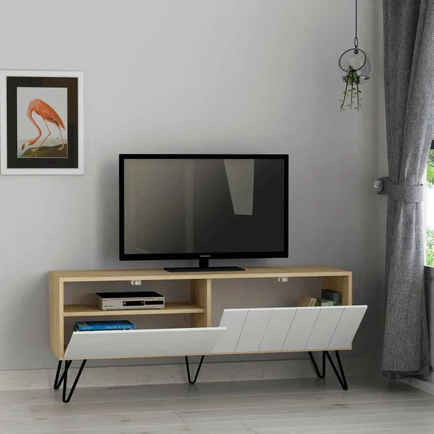 TV-taso Linento Furniture Picadilly, valkoinen/ruskea