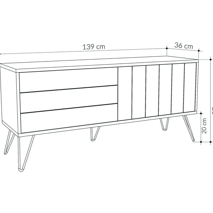TV-taso Linento Furniture Picadilly, valkoinen/ruskea
