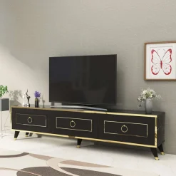 TV-taso Linento Furniture Sona, 180cm, musta