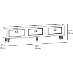 TV-taso Linento Furniture Sona, 180cm, musta