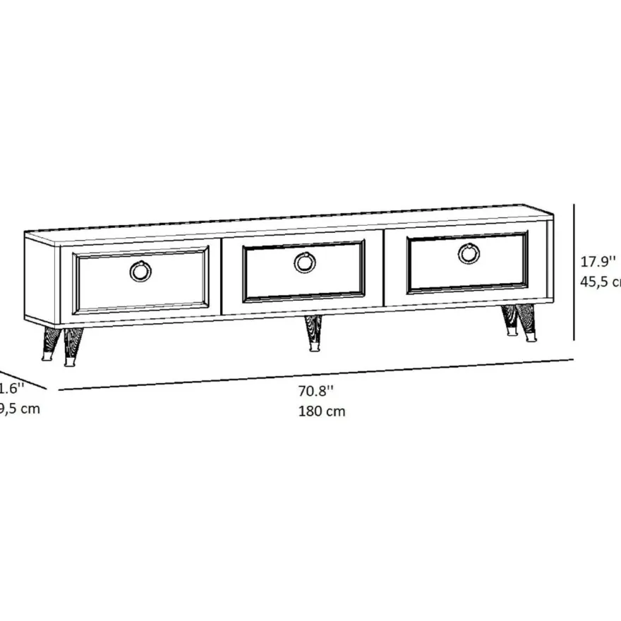 TV-taso Linento Furniture Sona, 180cm, musta