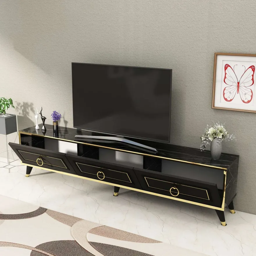 TV-taso Linento Furniture Sona, 180cm, musta