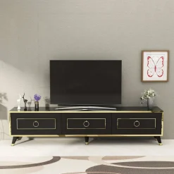 TV-taso Linento Furniture Sona, 180cm, musta