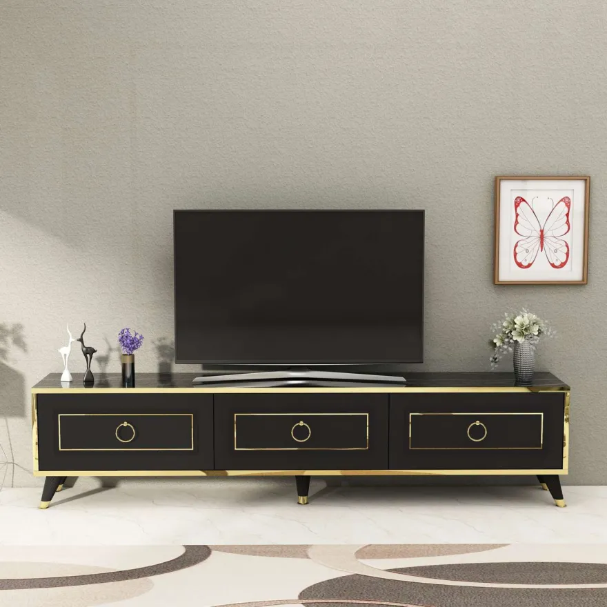 TV-taso Linento Furniture Sona, 180cm, musta