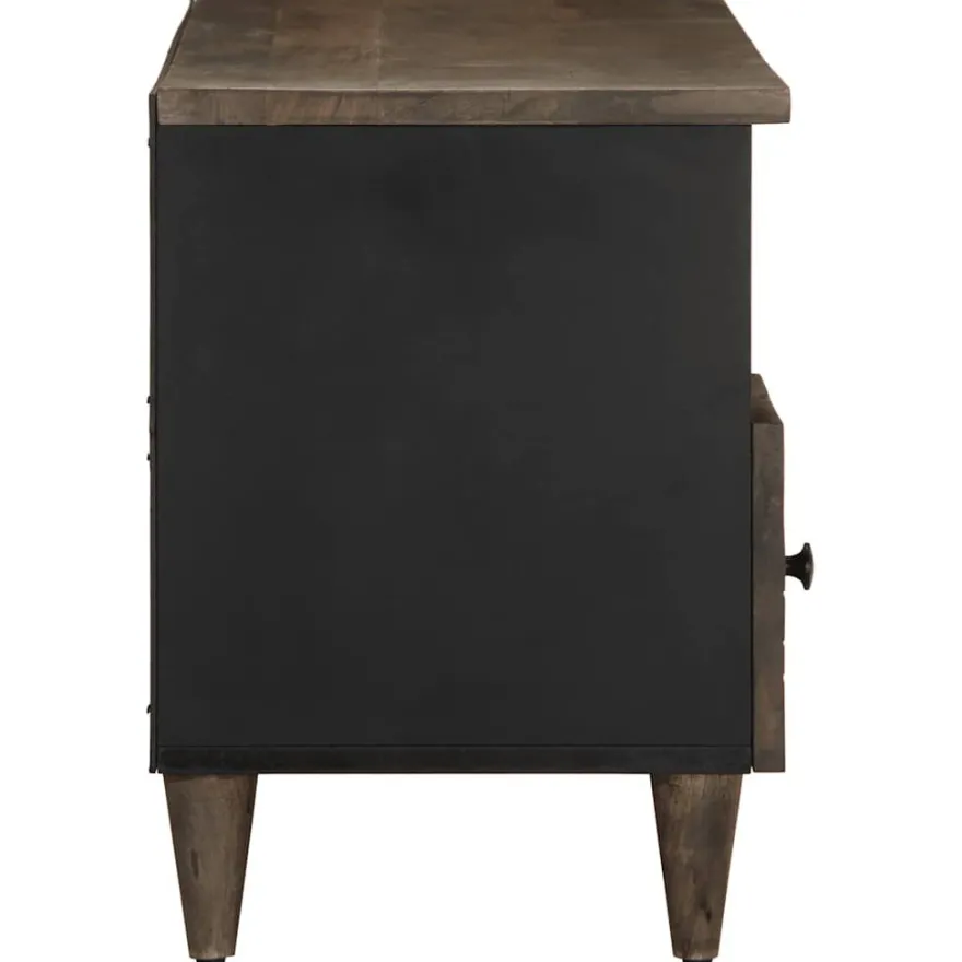 TV-taso musta 100x33x46 cm täysi mangopuu (17810)