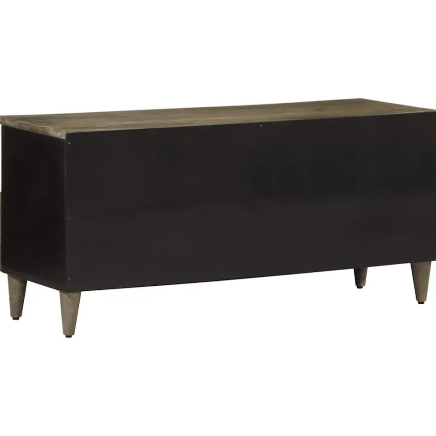TV-taso musta 100x33x46 cm täysi mangopuu (17810)
